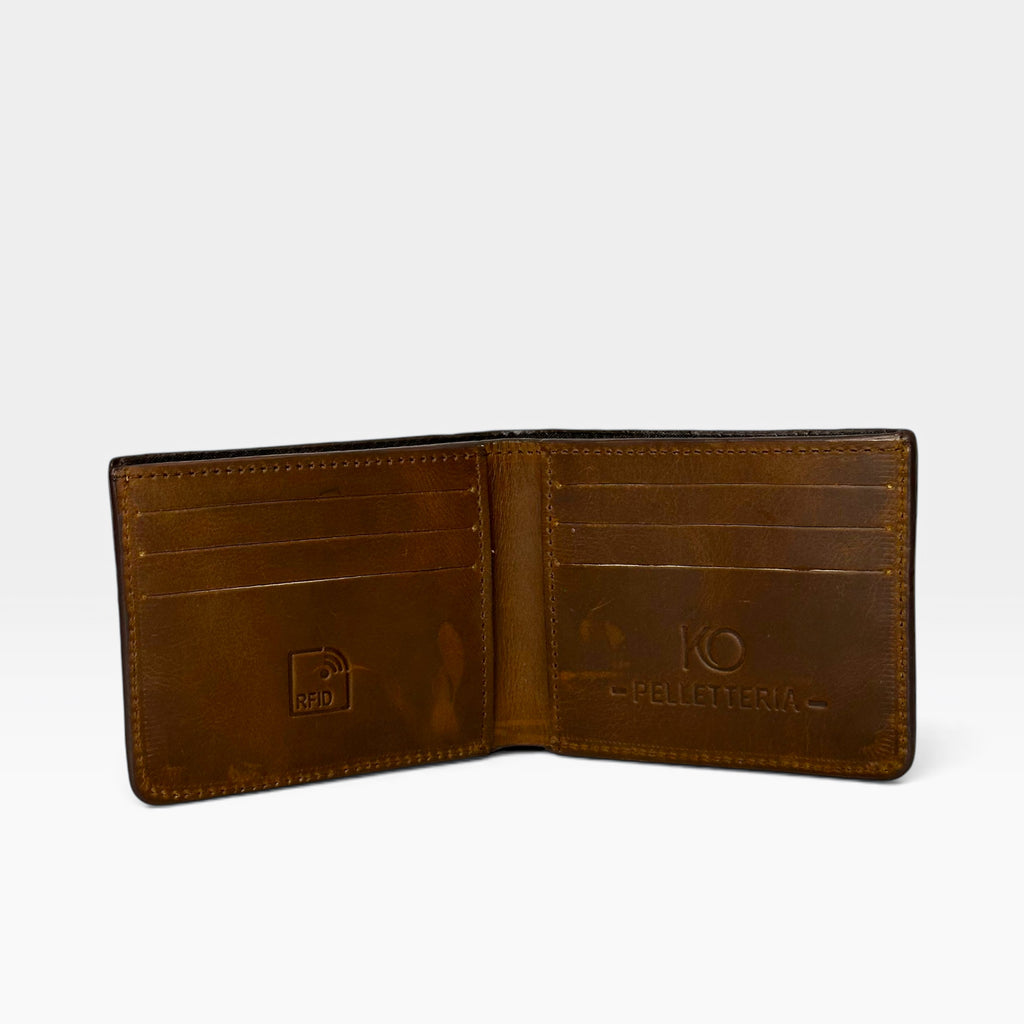 Billetera Hombre Cuero Vacuno Coñac Arizona con RFID