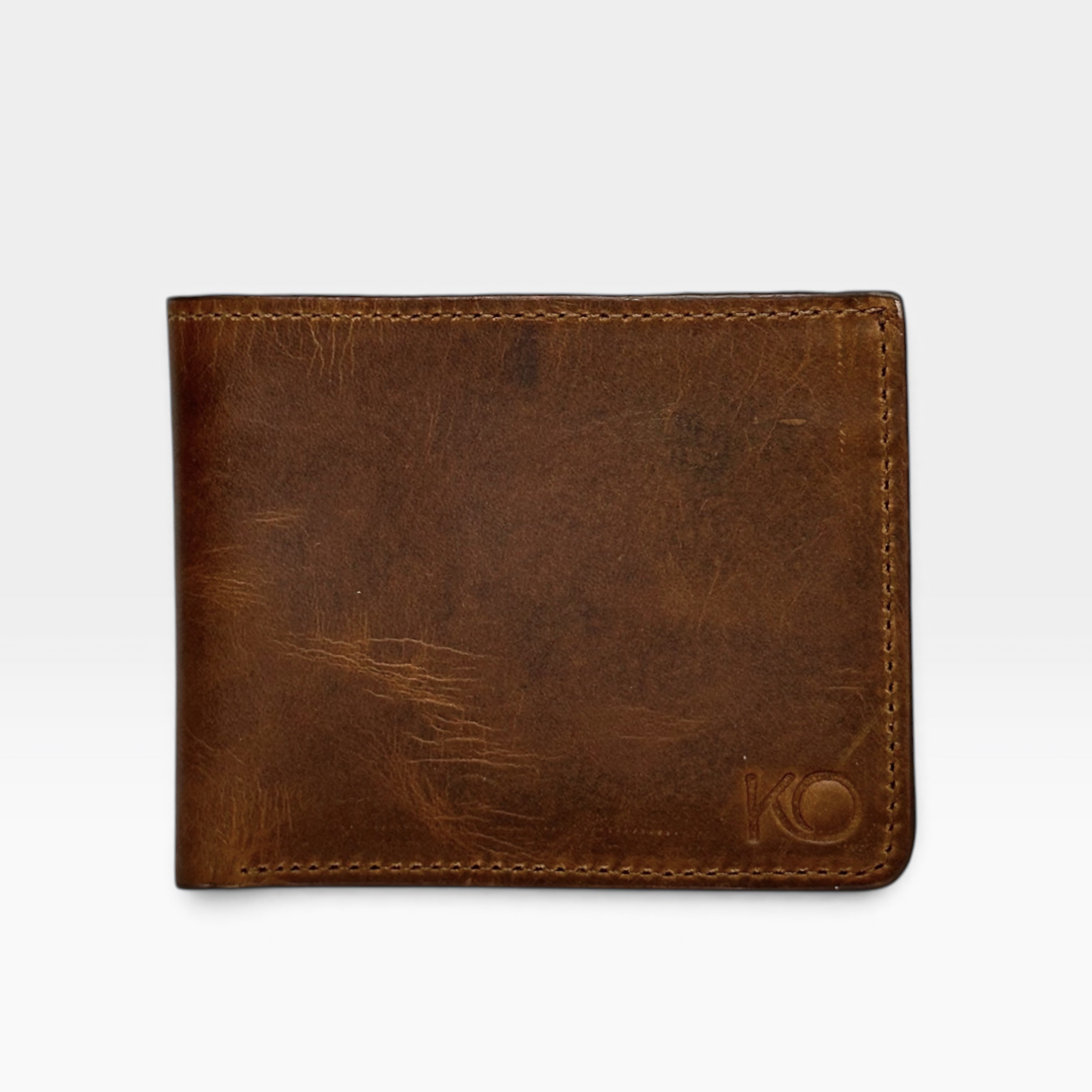 Billetera Hombre Cuero Vacuno Coñac Arizona Lisa con RFID