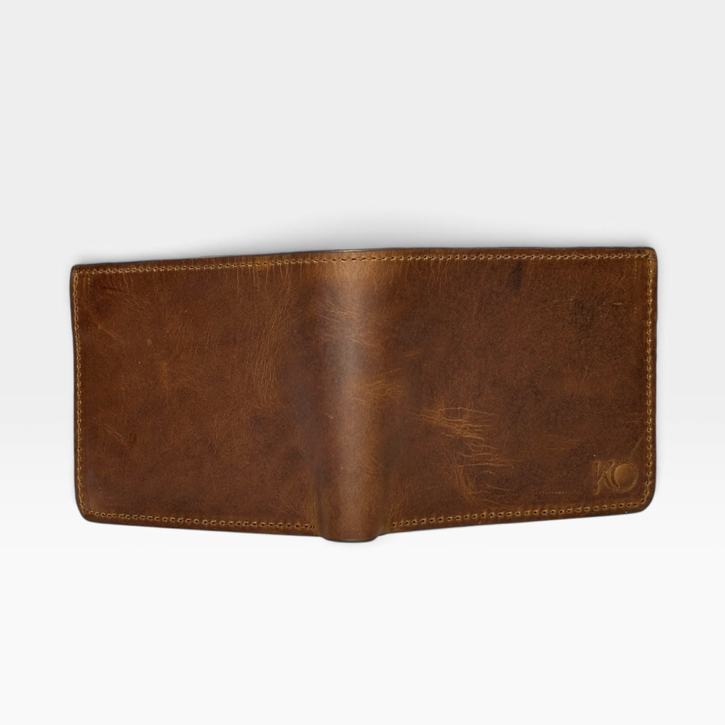 Billetera Hombre Cuero Vacuno Coñac Arizona Lisa con RFID