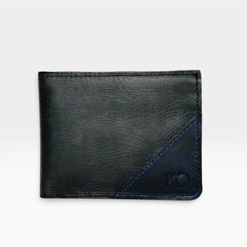 Billetera kopelletteria de cuero negro Arizona con detalle decorativo en la punta y protección RFID para hombre