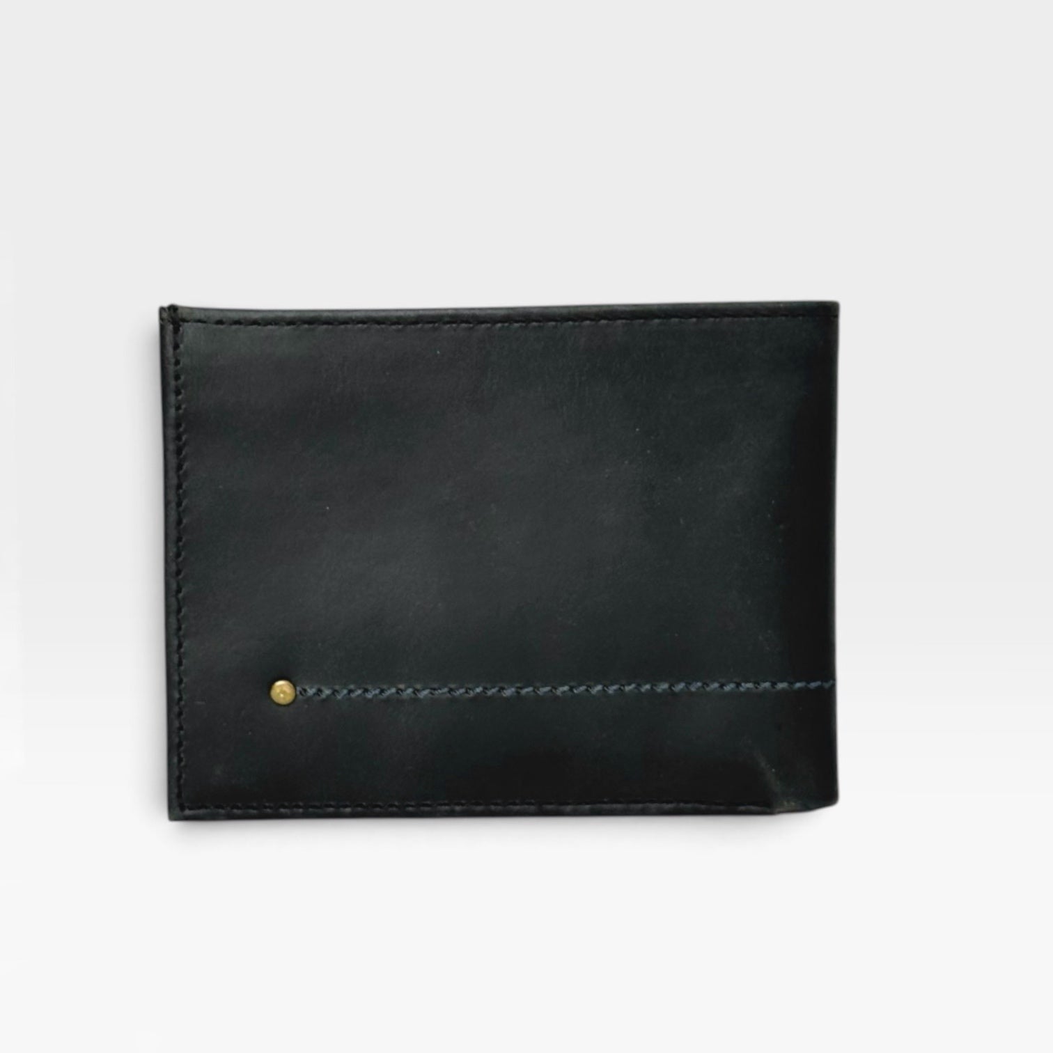 Billetera kopelletteria de cuero negro Arizona con costura azul y protección RFID para hombre