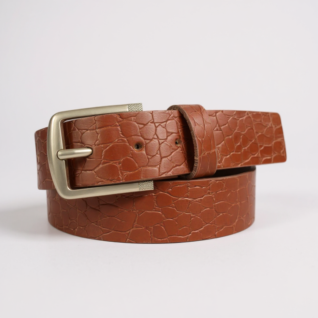 Cinturón 4 cm  para hombre en cuero cinveg con textura